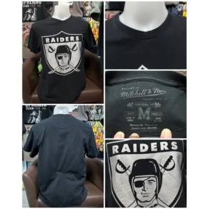 เสื้อยืดสีดำ ลายทีม Oakland Raiders (ไซส์L)
