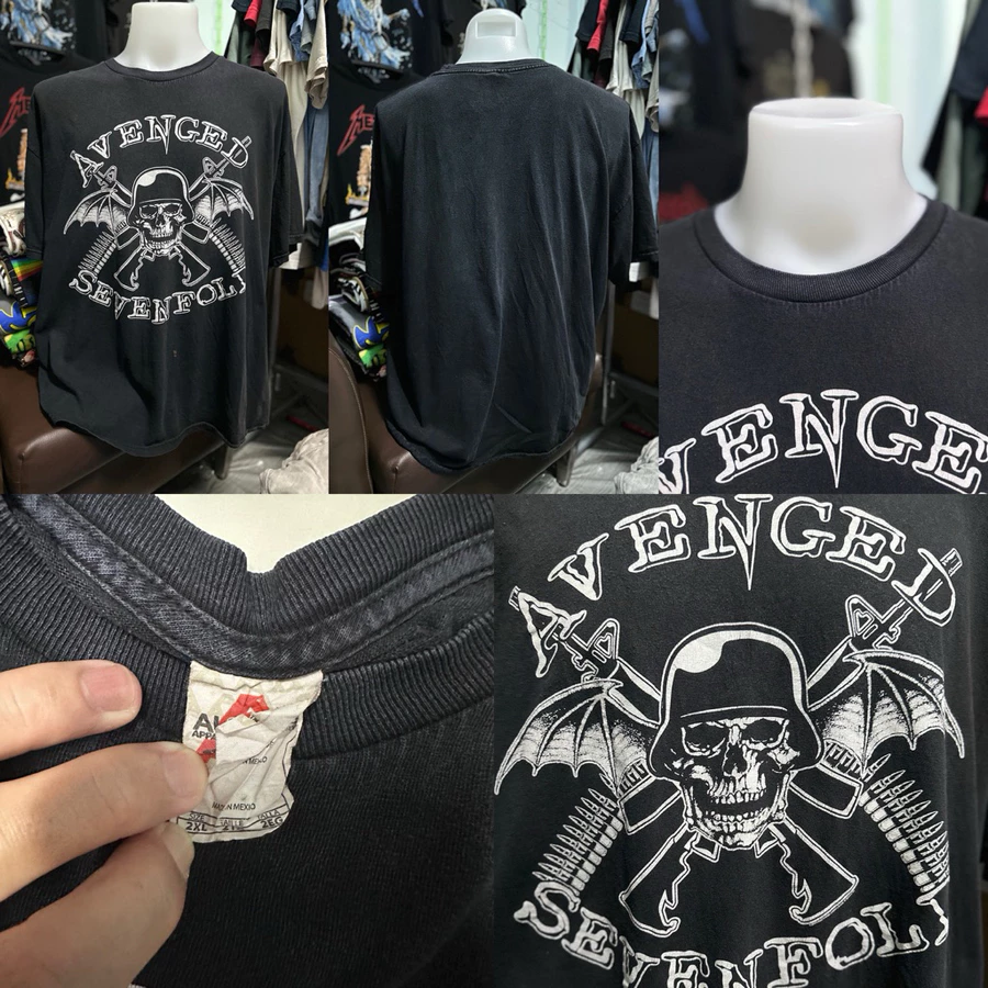 เสื้อยืดวินเทจ สีดำ ลายวง Avenged Sevenfold ตอกปี 2014 (ไซส์2XL)
