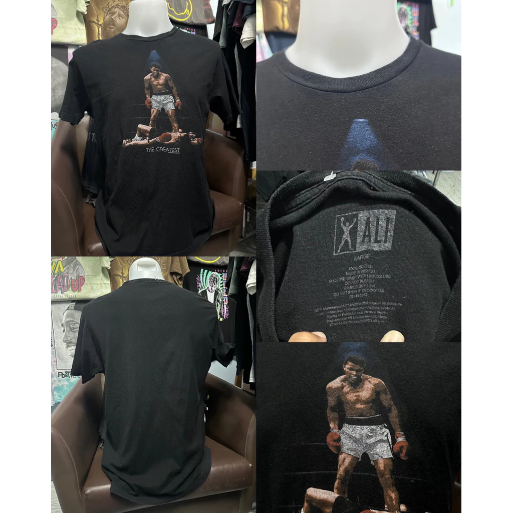 เสื้อยืดสีดำลายนักมวย ALI (ไซส์L)