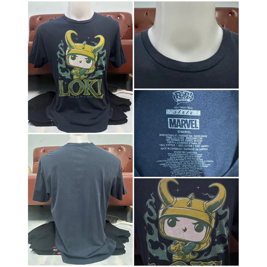 เสื้อยืดสีดำ ลายการ์ตูน Loki งานPOP (ไซส์L)