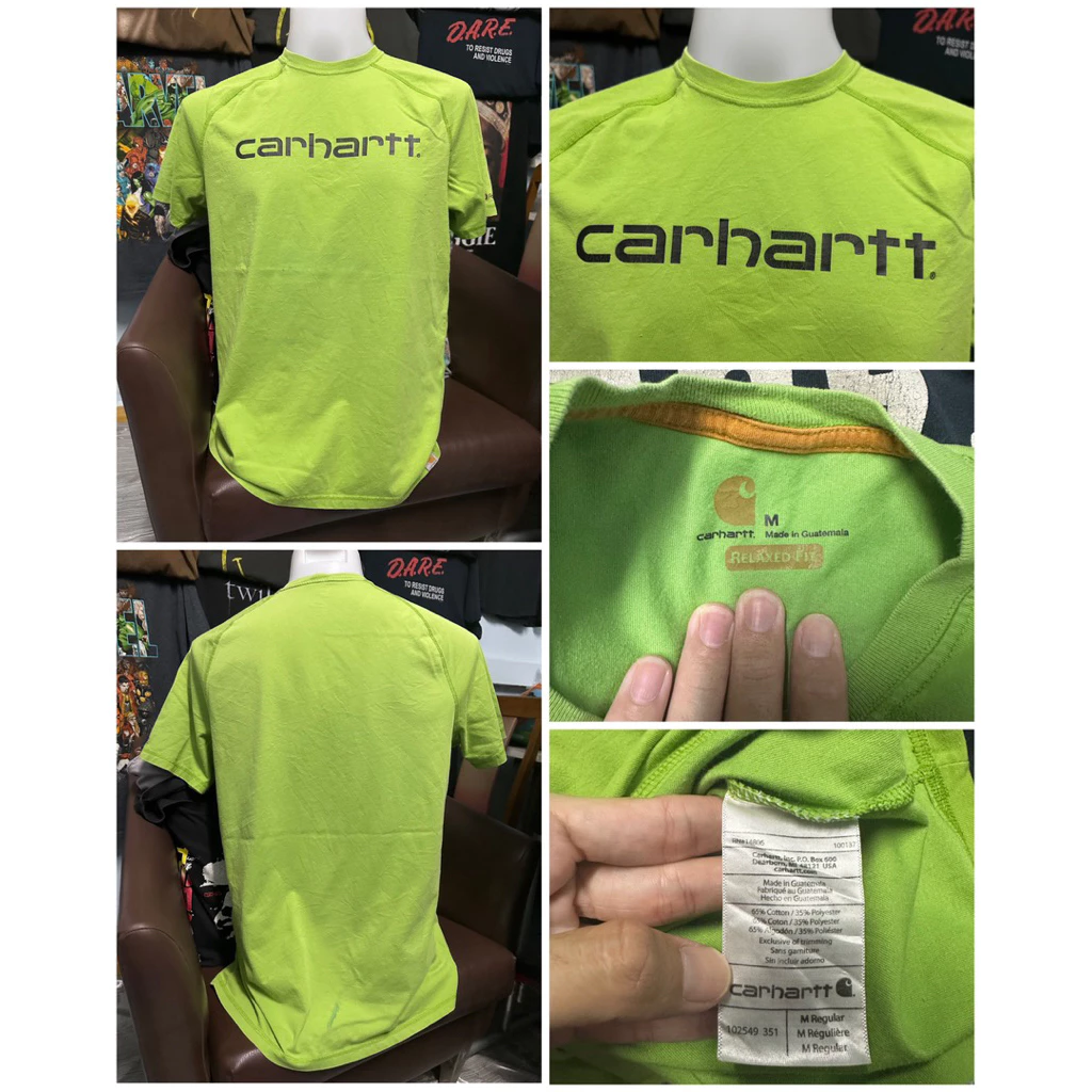 เสื้อยืดสีเขียว ลายแบรนด์ Carhartt (ไซส์L)