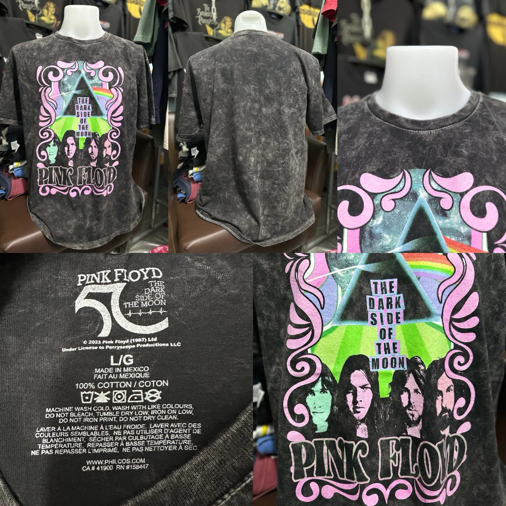 เสื้อยืดวินเทจ สีดำ ลายวง Pink Floyd ตอกปี 2023 (ไซส์XL)
