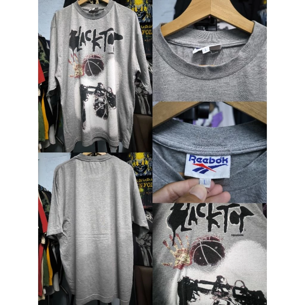 เสื้อยืดวินเทจสีเทาลายบาส Reeb.ok (ไซส์2XL)