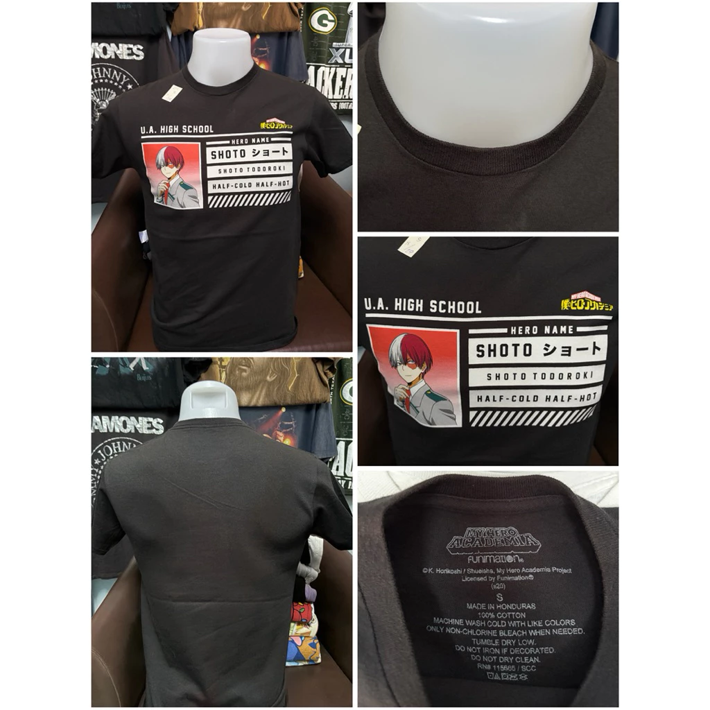 เสื้อยืดสีดำลายการ์ตูน My Hero Academia (ไซส์S)