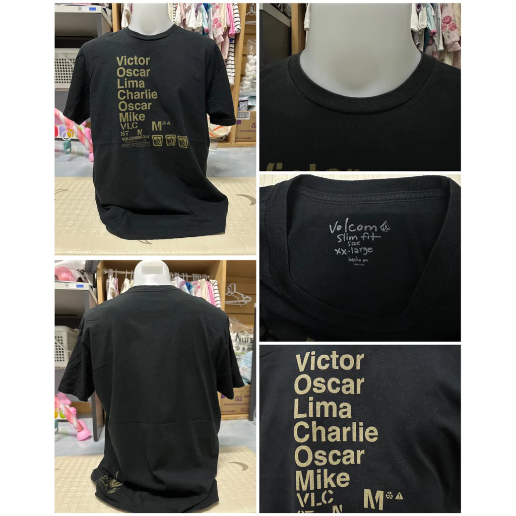เสื้อยืดสีดำลายแบรนด์ Volcom (ไซส์2XL)