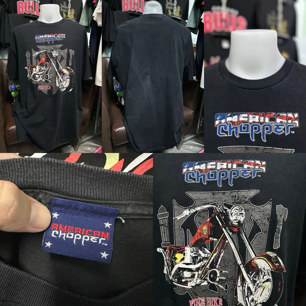 เสื้อยืดวินเทจ สีดำ ลายรถ American Chopper ตอกปี2004 (ไซส์2XL)