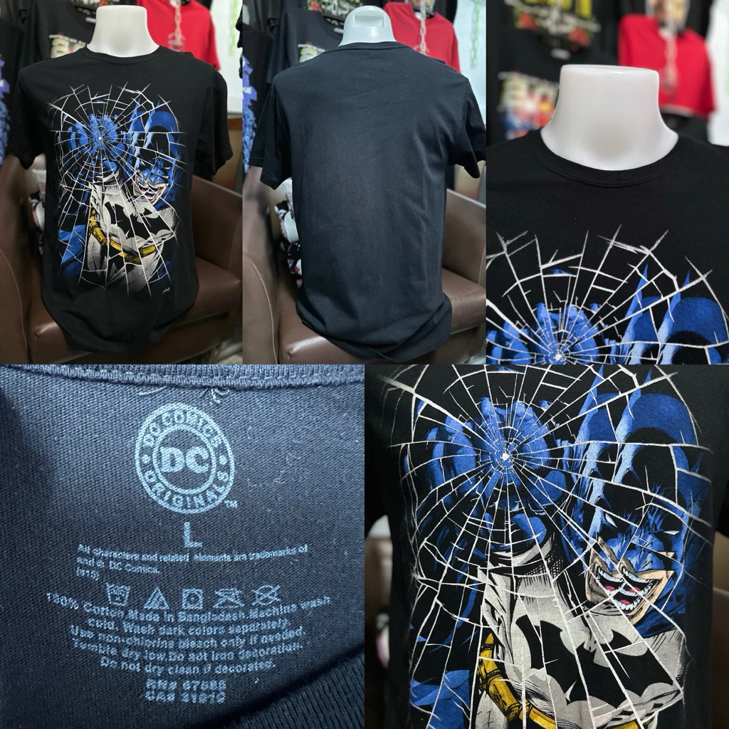 เสื้อยืดวินเทจ สีดำ ลายฮีโร่ Batman (ไซส์L)