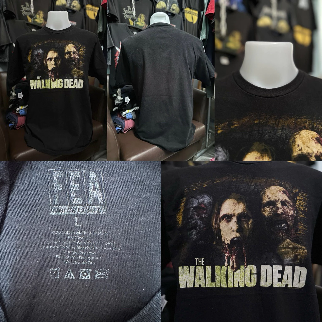 เสื้อยืดวินเทจ สีดำ ลายซีรีส์ The Walking Dead (ไซส์L)
