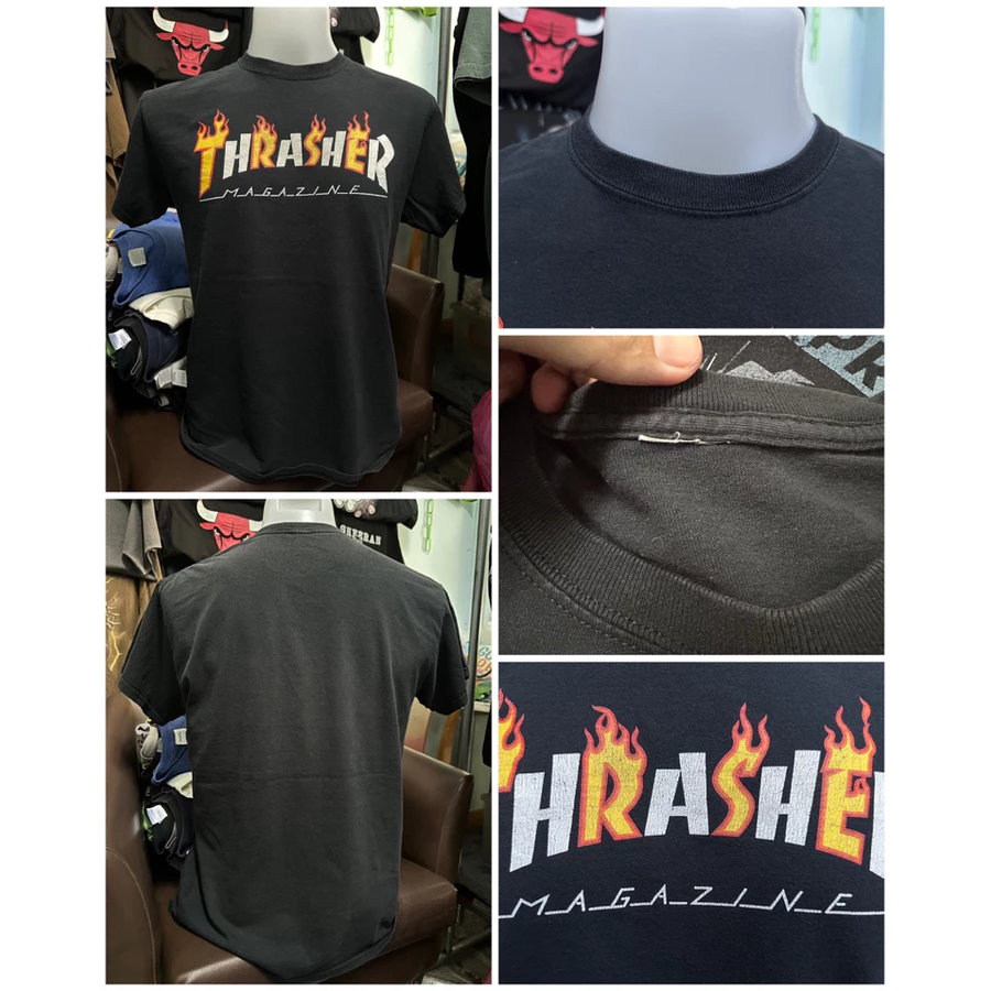 เสื้อยืดสีดำ ลายแบรนด์ Thrasher (ไซส์L)
